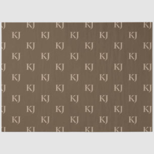 Classy Brown & Beige Monogram Initials Pattern Tissue Paper