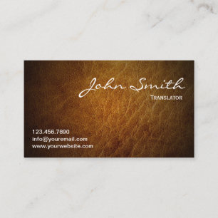 Classy Brown Leather Translator Business Card