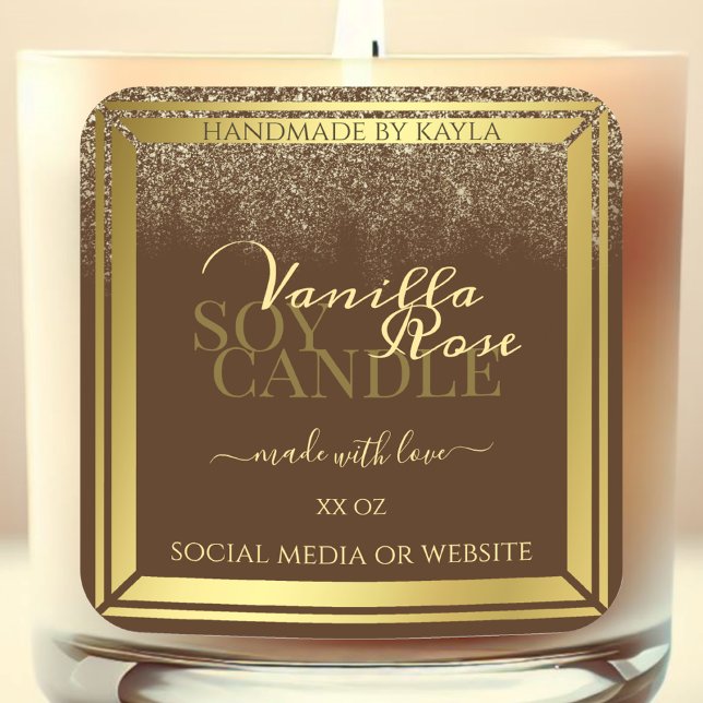 Classy Brown Product Packaging Labels Gold Frame (Creator Uploaded)