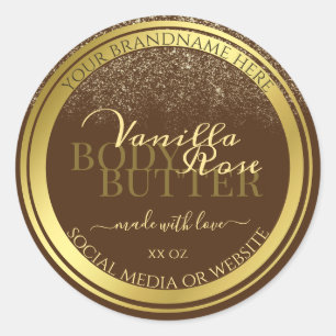 Classy Brown Product Packaging Labels Gold Frame
