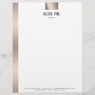 Classy Brushed Rose Gold Professional Business Letterhead