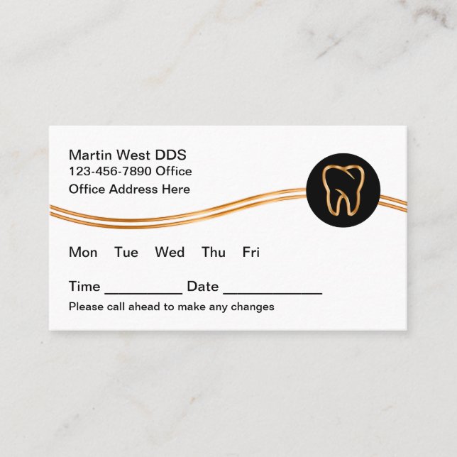 Classy Bulk Dentist Office Appointment Cards (Front)