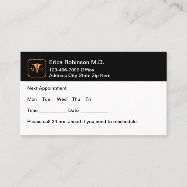 Classy Bulk Medical Appointment Business Cards (Front)