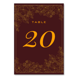 Classy Burgundy Subtle Golden Pattern Table Number