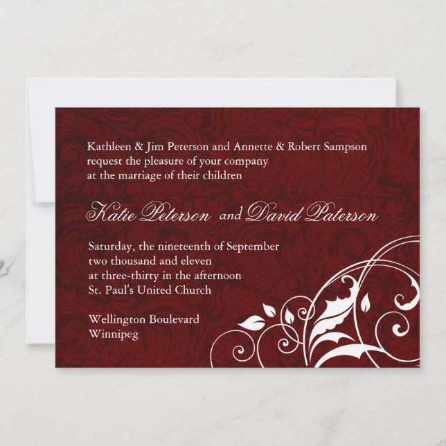 Classy Burgundy Wedding Invitation (Front)