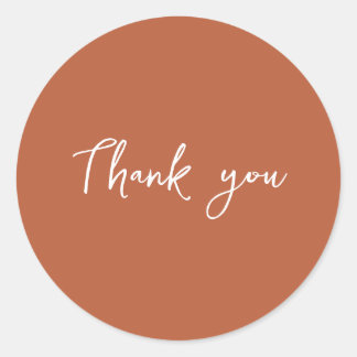 Classy Burnt Clay Thank You Packaging Business Classic Round Sticker