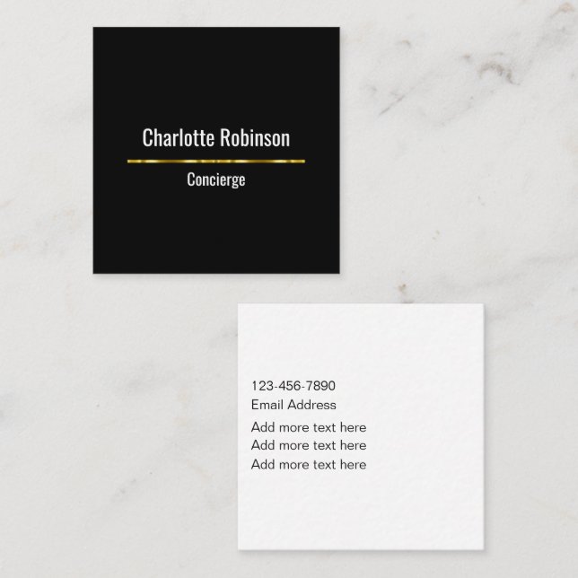 Classy Business or Personal Concierge Square Business Card (Front/Back)