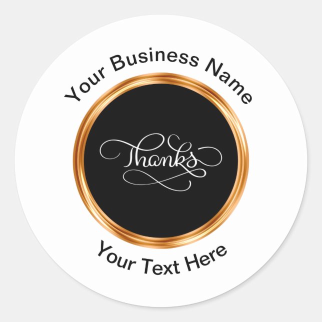 Classy Business Thank You Sticker Labels (Front)