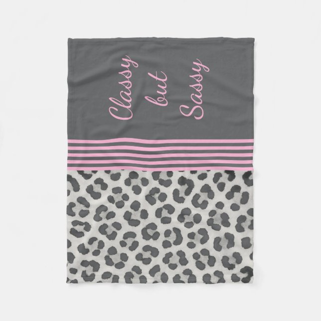 Classy but Sassy Leopard Print Fleece Blanket (Front)