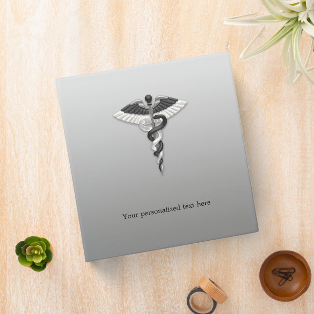 Classy Caduceus Noble Medical Elegant Black White Binder (In Situ)