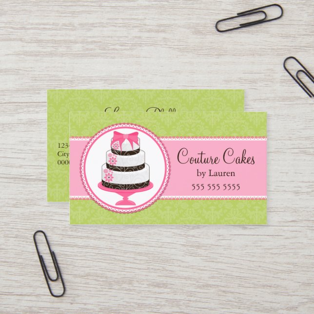 Classy Cake Bakery Business Card (Front/Back In Situ)