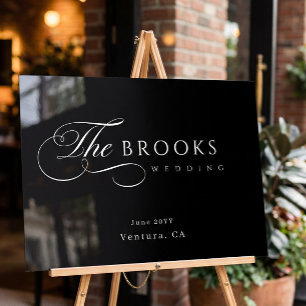 Classy Calligraphic Black Wedding Acrylic Sign