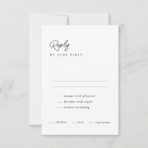 Classy Calligraphy Black White Wedding RSVP Card