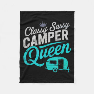 Classy Camper Queen Vintage Glamping Crew RV Fleece Blanket