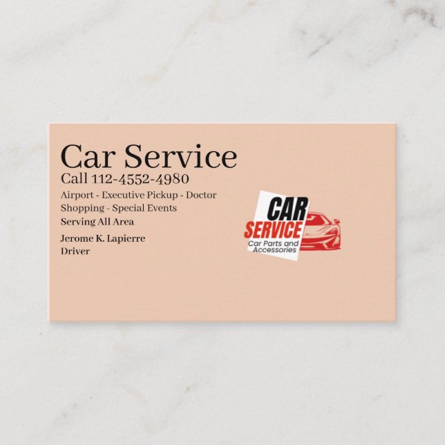 Classy Car Service Or Uber Driver Modern Business  Card (Front)