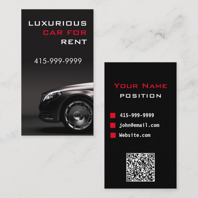 Classy Car Service Or Uber Driver QR code Business Card (Front/Back)