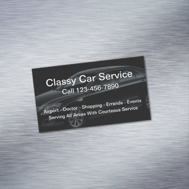 Classy Car Service Taxi Business Card Magnet (In Situ)