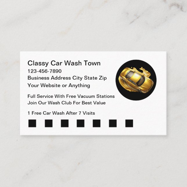 Classy Car Wash Theme Business Cards (Front)
