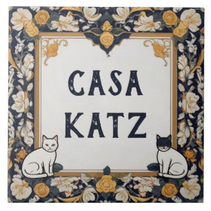 Classy Cat Custom House Name Plate Sign Plaque Tile