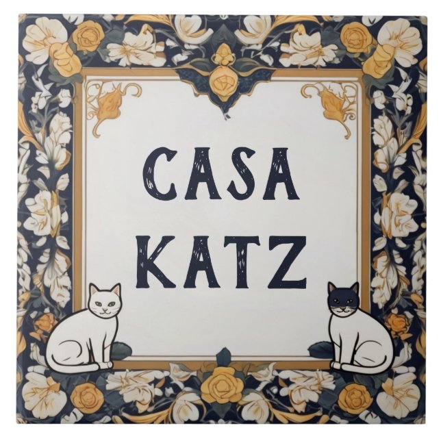 Classy Cat Custom House Name Plate Sign Plaque Tile (Front)
