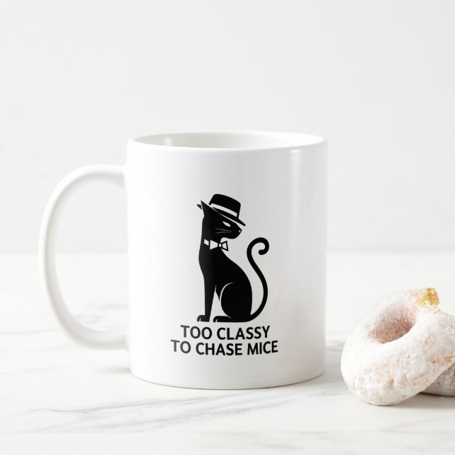 Classy Cat Mug – Too Classy to Chase (With Donut)