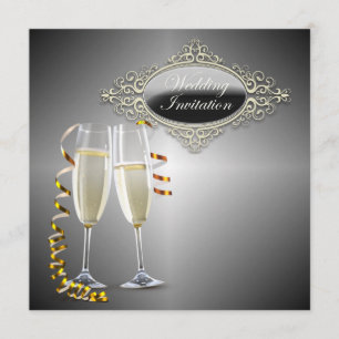 Classy Champagne glasses Wedding Invitation