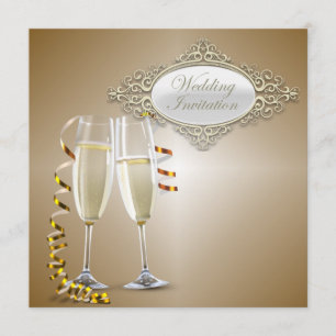 Classy Champagne glasses Wedding Invitation