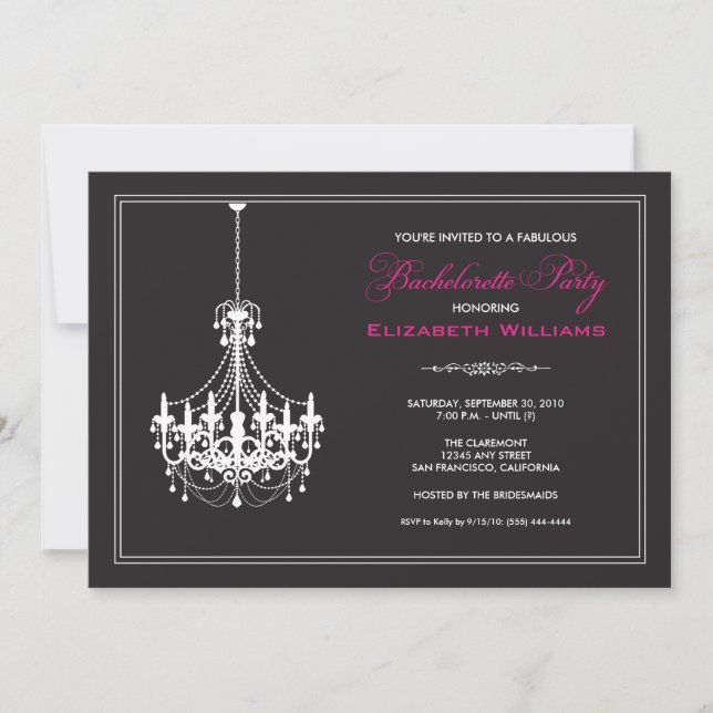 Classy Chandelier Bachelorette Invitation (white) (Front)