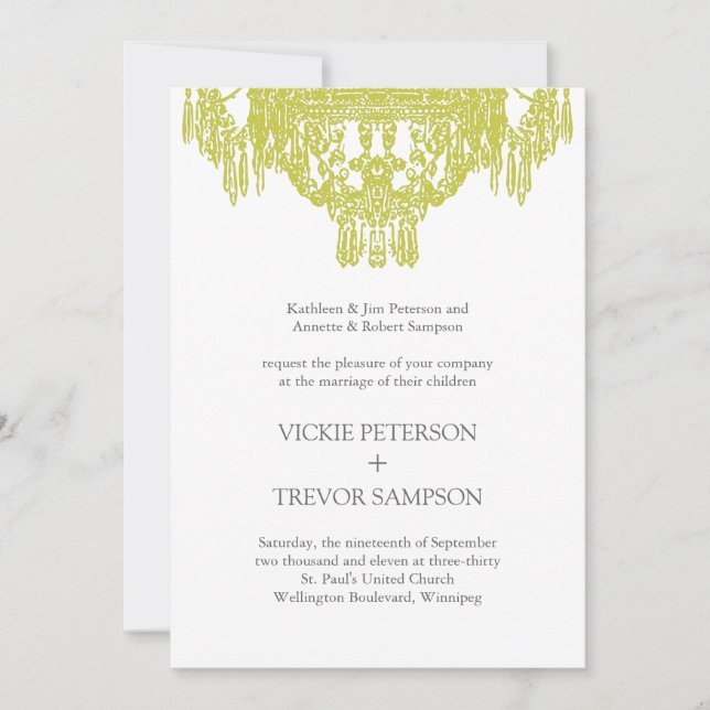 Classy Chandelier Wedding Invitations (Front)
