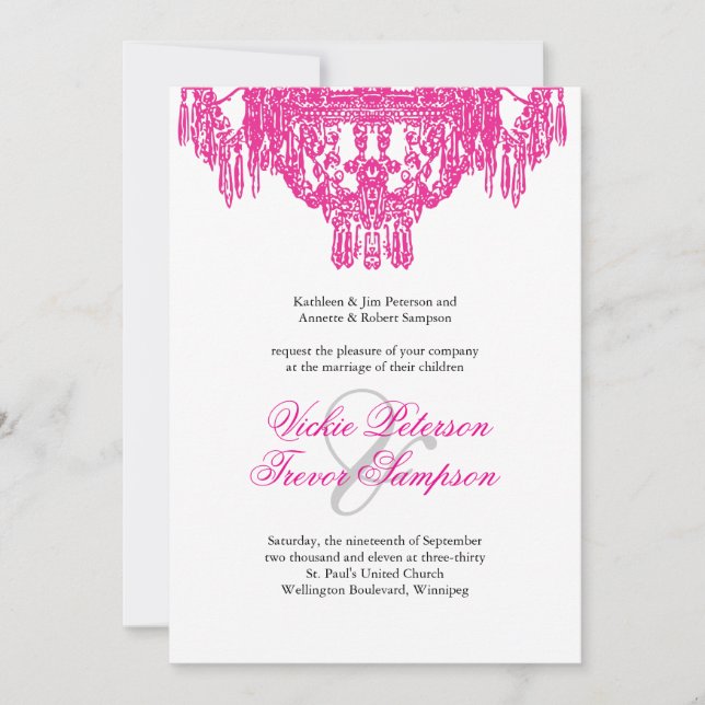 Classy Chandelier Wedding Invitations (Front)