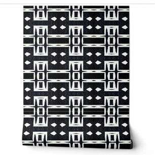 Classy Chic Black and White Geometric Deco Modern Wallpaper