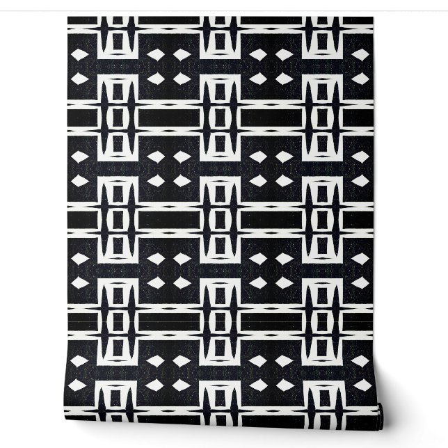 Classy Chic Black and White Geometric Deco Modern Wallpaper (Unrolling)