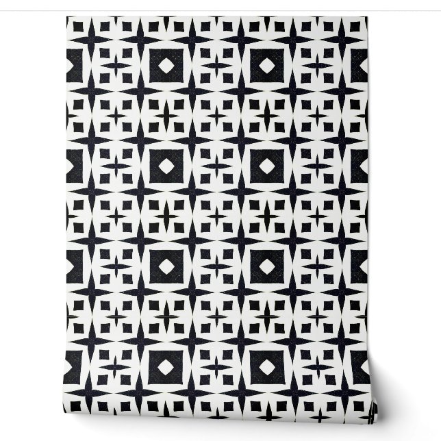 Classy Chic Black and White Geometric Deco Modern Wallpaper (Unrolling)