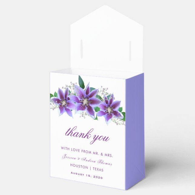 Classy Chic Clematis Wedding Favor Box (Opened)