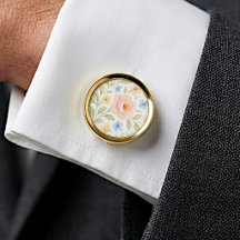 Classy Chic Cufflinks With Pastel Floral Art