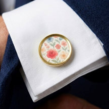 Classy Chic Cufflinks With Pastel Floral Art