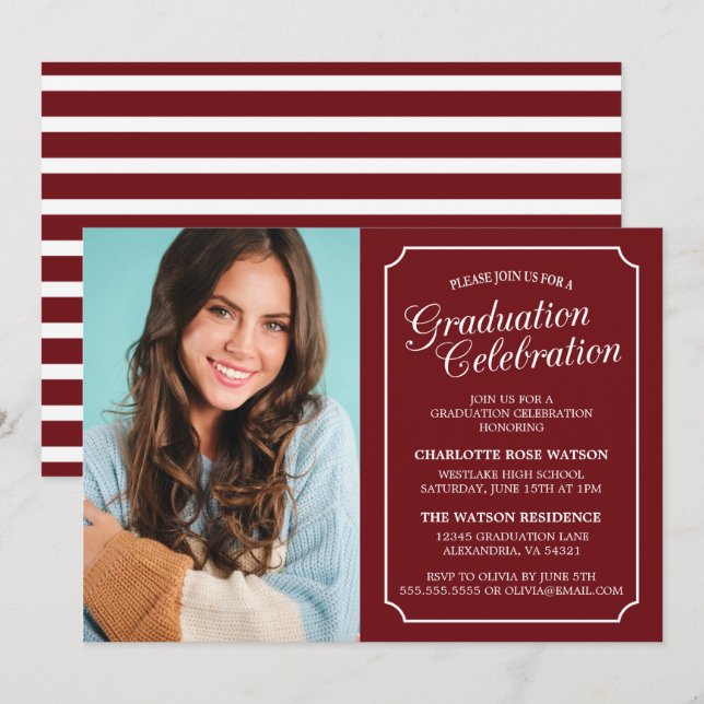 CLASSY CHIC ELEGANT GRADUATION PARTY INVITATION (Front/Back)