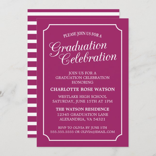 CLASSY CHIC ELEGANT GRADUATION PARTY INVITATION (Front/Back)