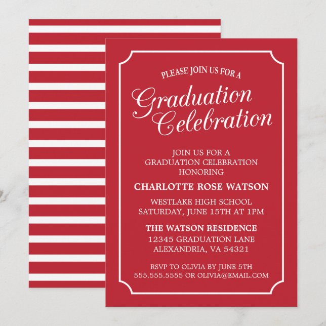 CLASSY CHIC ELEGANT GRADUATION PARTY INVITATION (Front/Back)