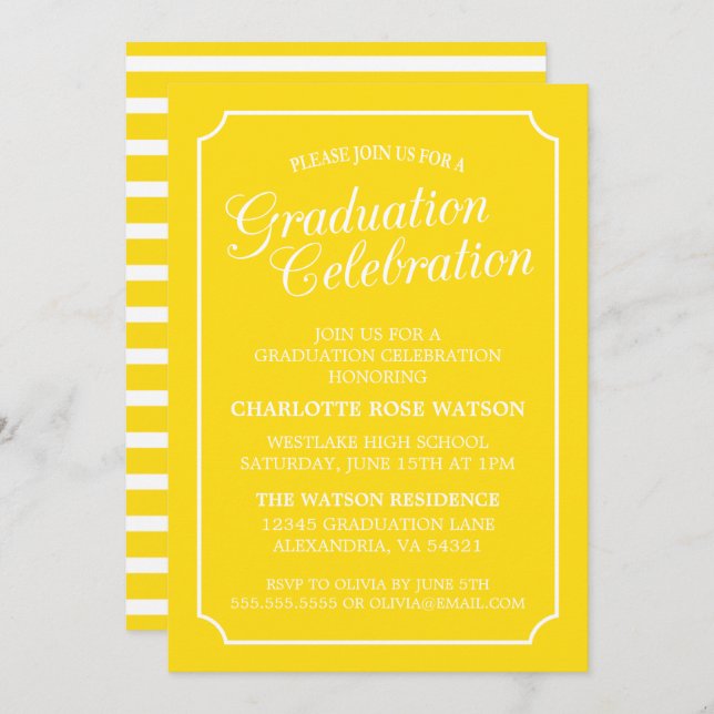CLASSY CHIC ELEGANT GRADUATION PARTY INVITATION (Front/Back)