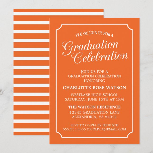 CLASSY CHIC ELEGANT GRADUATION PARTY INVITATION (Front/Back)