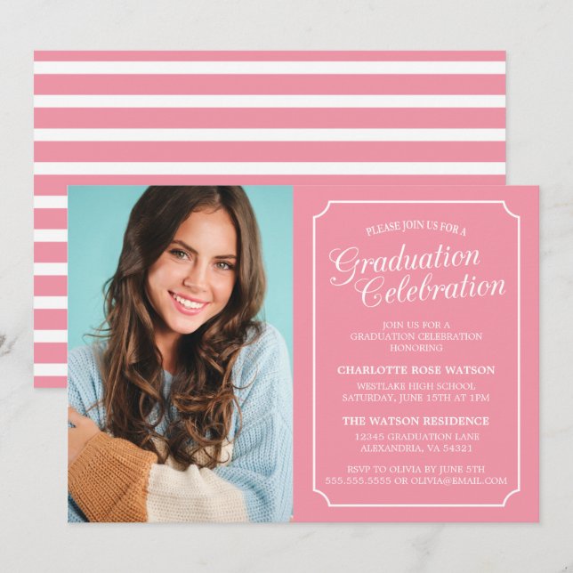 CLASSY CHIC ELEGANT GRADUATION PARTY INVITATION (Front/Back)