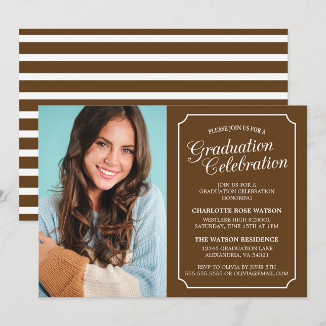 CLASSY CHIC ELEGANT GRADUATION PARTY INVITATION (Front/Back)