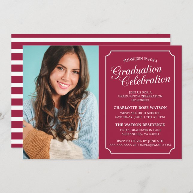 CLASSY CHIC ELEGANT GRADUATION PARTY INVITATION (Front/Back)