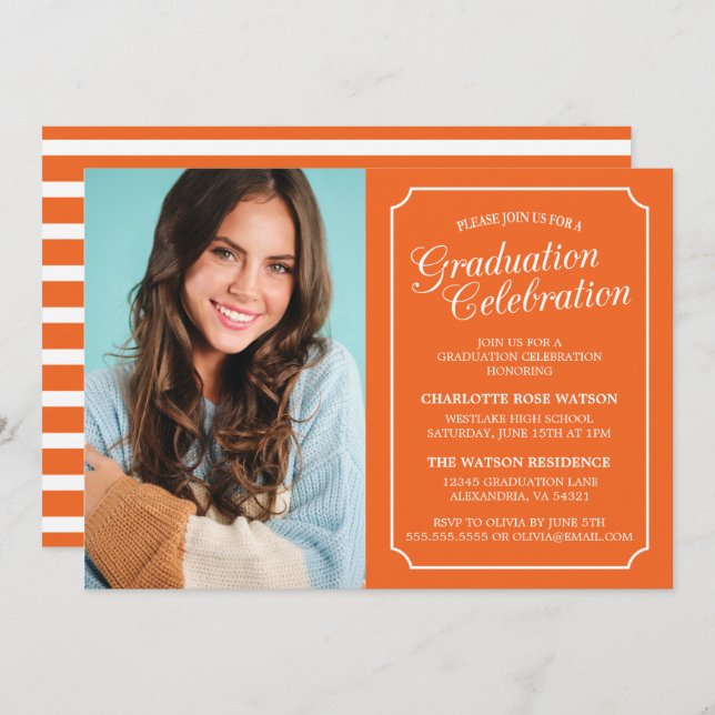 CLASSY CHIC ELEGANT GRADUATION PARTY INVITATION (Front/Back)