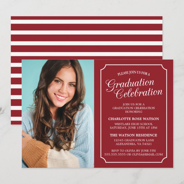 CLASSY CHIC ELEGANT GRADUATION PARTY INVITATION (Front/Back)