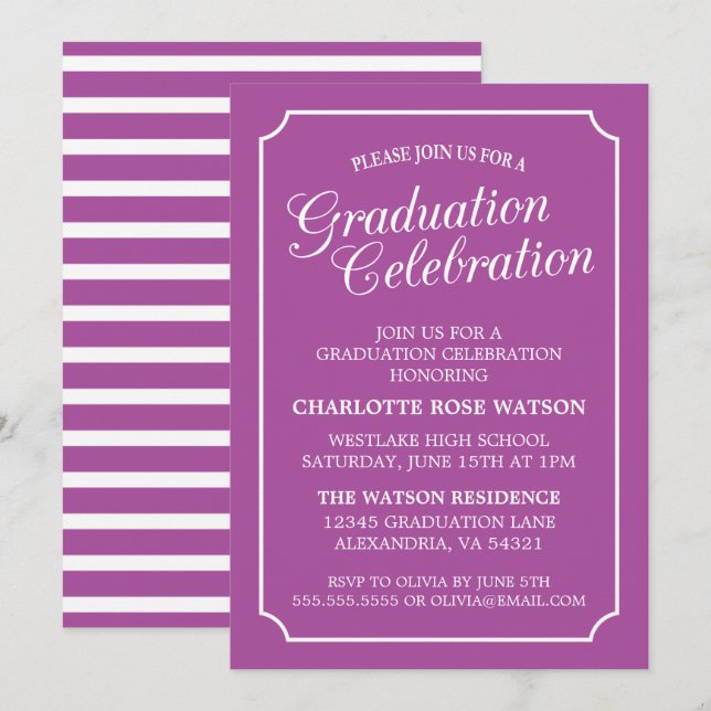 CLASSY CHIC ELEGANT GRADUATION PARTY INVITATION (Front/Back)