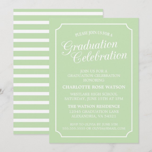 CLASSY CHIC ELEGANT GRADUATION PARTY INVITATION (Front/Back)