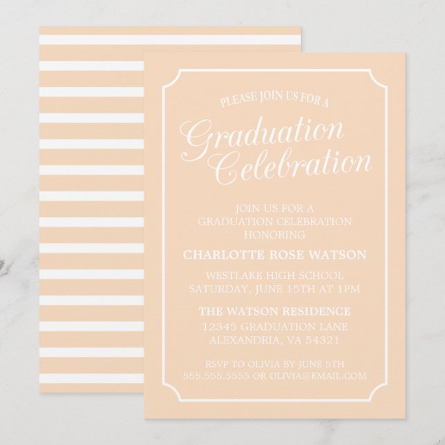 CLASSY CHIC ELEGANT GRADUATION PARTY INVITATION (Front/Back)