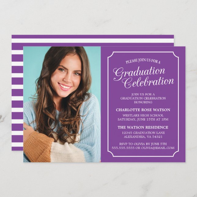 CLASSY CHIC ELEGANT GRADUTY INVITATION PARTI (Devant / Derrière)